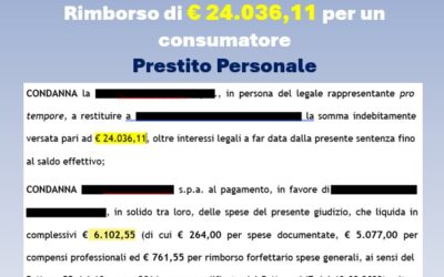 PRESTITO PERSONALE – RIMBORSO DI € 24.036,11 – Tribunale di Vasto