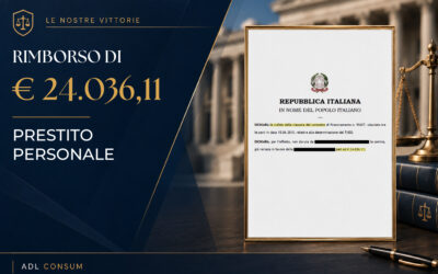 PRESTITO PERSONALE – RIMBORSO DI € 24.036,11 – Tribunale di Vasto