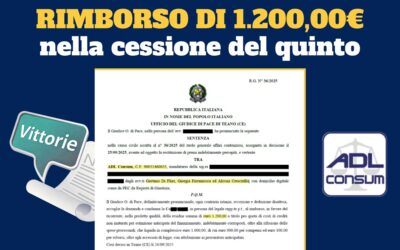 CESSIONE DEL QUINTO – RIMBORSO di € 1.200,00 – GDP TEANO