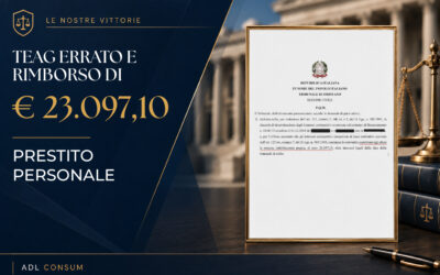 PRESTITO PERSONALE – RIMBORSO di € 23.097,10 Tribunale di Oristano