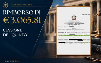CESSIONE DEL QUINTO – RIMBORSO di € 3.065,81 – GDP TORINO