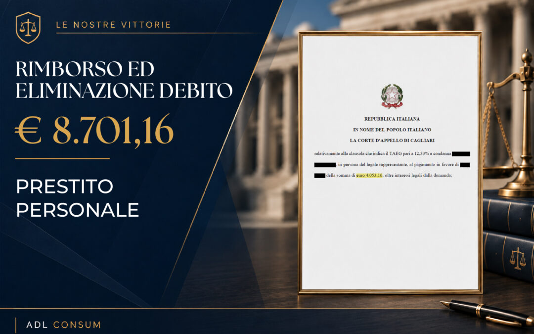 Corte d’Appello di Cagliari – Prestito personale – Polizza sul prestito: indicare il costo con e senza assicurazione non basta